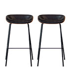 Kit 2 Cadeira Banqueta Alta Com Assento Estofado Em Couro Pre