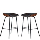 Kit 2 Cadeira Banqueta Alta Com Assento Estofado Em Couro Pre