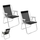 Kit 2 Cadeira De Praia Alta Alumínio Lazy Sannet Preta Mormai