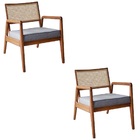 Kit 2 Cadeira Decorativa Para Sala Sevilha Castanho Palha E T