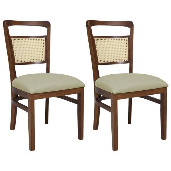 Kit 2 Cadeira Decorativa Tela Natural Pes Madeira Pinhao Nacc