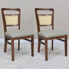 Kit 2 Cadeira Decorativa Tela Natural Pes Madeira Pinhao Nacc