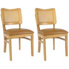 Kit 2 Cadeira Decorativa Tela Tingida Pes Madeira Amendoa Nacc