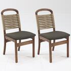 Kit 2 Cadeira Decorativa Vinil Corda Nautica Pes Madeira Pinh