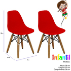Kit 2 Cadeira Eames Infantil Base Madeira Sem Braço