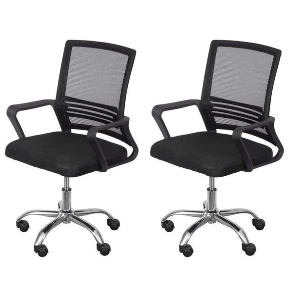 Kit 2 Cadeira Escritório Diretor Tela Mesh Lyon Preto