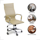 Kit 2 Cadeira Escritório Esteirinha Giratória Alta - Bege