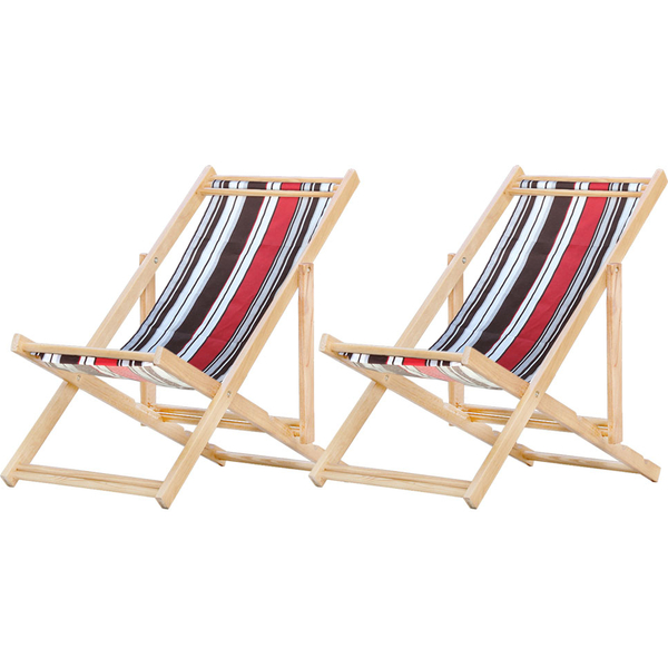 Kit 2 Cadeira Espreguiçadeira Dobrável S/b-l Marrom/vermelho