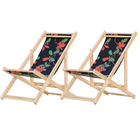 Kit 2 Cadeira Espreguiçadeira Dobrável S/b-preto Flores