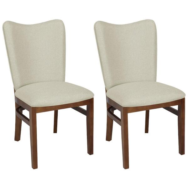 Kit 2 Cadeira Estofada Pes Madeira Pinhao Nacc