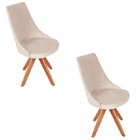 Kit 2 Cadeira Giratoria Veludo Bege Moderna Luxo