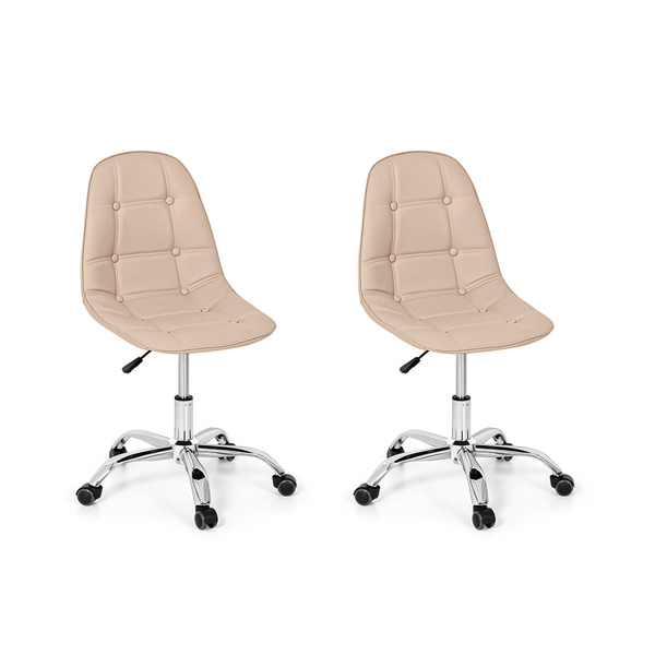 Kit 2 Cadeira Office Eiffel Botonê Base Giratória  Nude