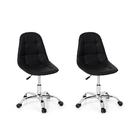 Kit 2 Cadeira Office Eiffel Botonê Base Giratória  Preta