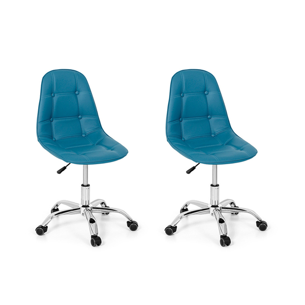 Kit 2 Cadeira Office Eiffel Botonê Base Giratória  Turquesa