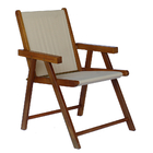 Kit 2 Cadeira Praia Dobrável Madeira Envernizada-bege