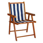 Kit 2 Cadeira Praia Dobrável Madeira Envernizada-l Azul/branco