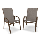 Kit 2 Cadeira Riviera Piscina Praia Alumínio Marrom Tela Fendi