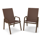 Kit 2 Cadeira Riviera Piscina Praia Alumínio Marrom Tela Marr