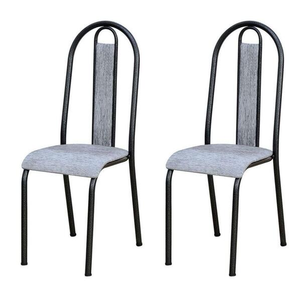 Kit 2 Cadeiras 058 América Cromo/preto Grafiato