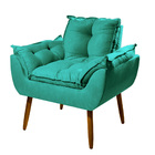 Kit 2 Cadeiras + Sofá 2 Lugares + Puff De Brinde V8 Decor Azu