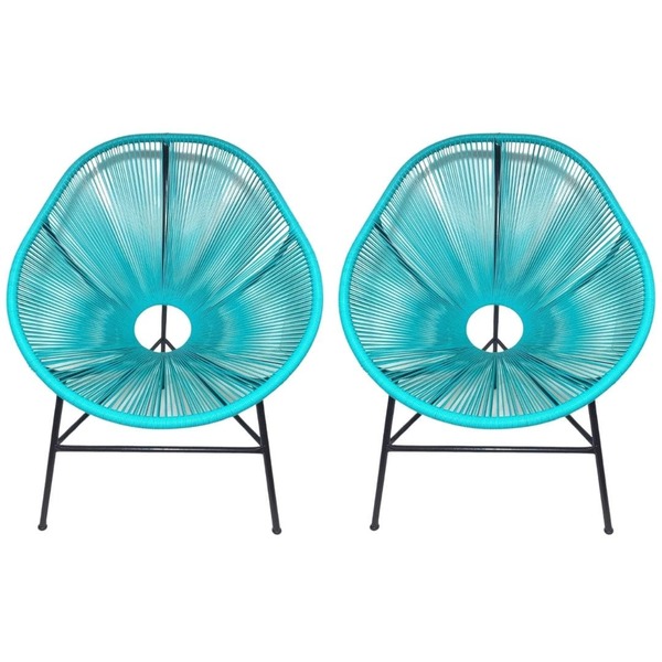 Kit 2 Cadeiras Acapulco Três Pés Com Fios De Fibra Sintética