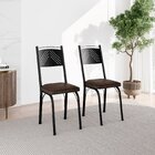 Kit 2 Cadeiras Aço Carbono Estofado Tecido Sintético Espuma D