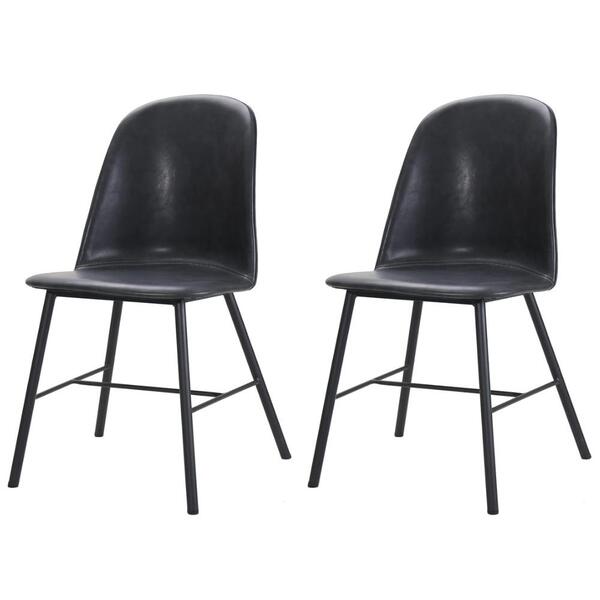 Kit 2 Cadeiras Alanis Rivatti Poliuretano Preto Base Preta