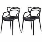 Kit 2 Cadeiras Allegra Master Preta Empilhável Para Sala de J