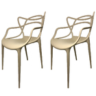 Kit 2 Cadeiras Allegra Nude Empilhável Para Cozinha Sala De J