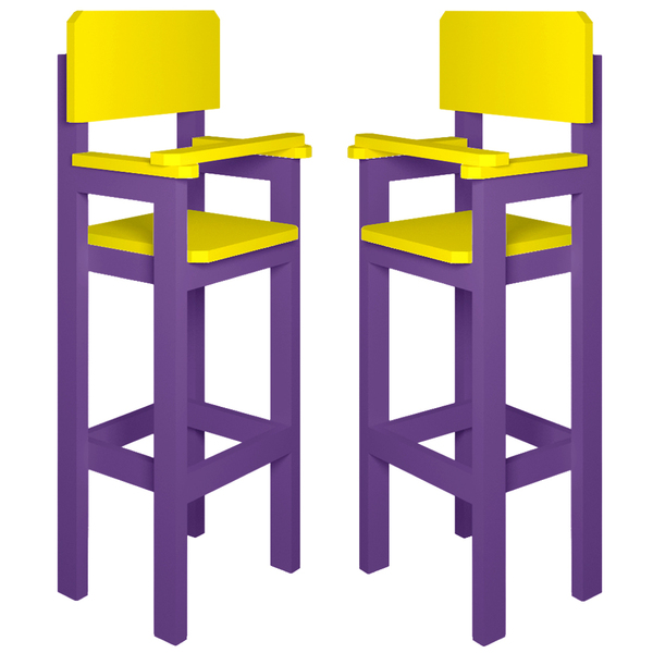 Kit 2 Cadeiras Alta Refeição Infantil Criança Restaurante Lan