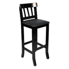 Kit 2 Cadeiras Altas Fixas Pretas Estofadas Pretas Mineira Em