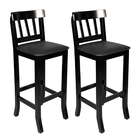 Kit 2 Cadeiras Altas Fixas Pretas Estofadas Pretas Mineira Em