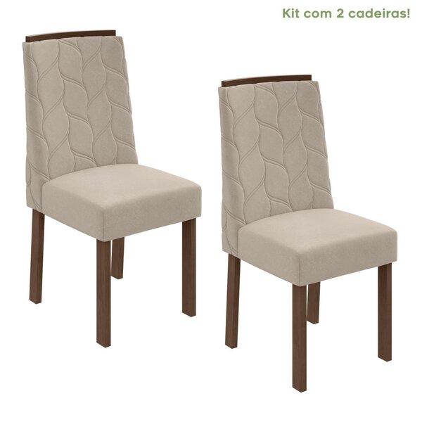 Kit 2 Cadeiras Astrid Móveis Lopas Imbuia Clean/naturale Creme