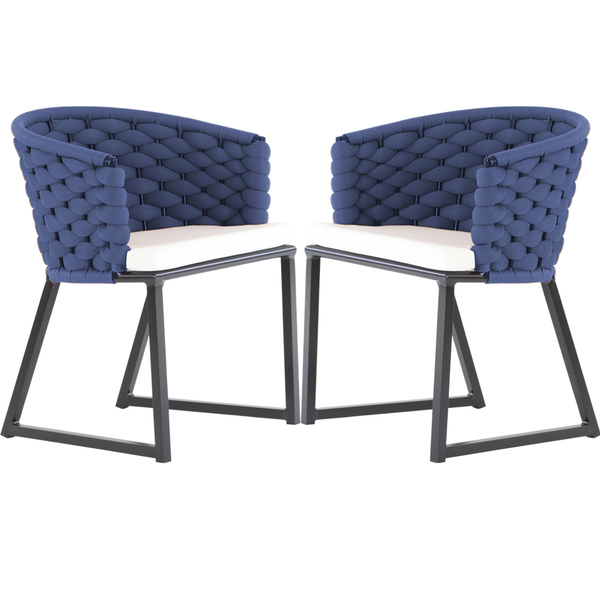 Kit 2 Cadeiras Bali Alumínio Em Tricô Náutico Trama Original