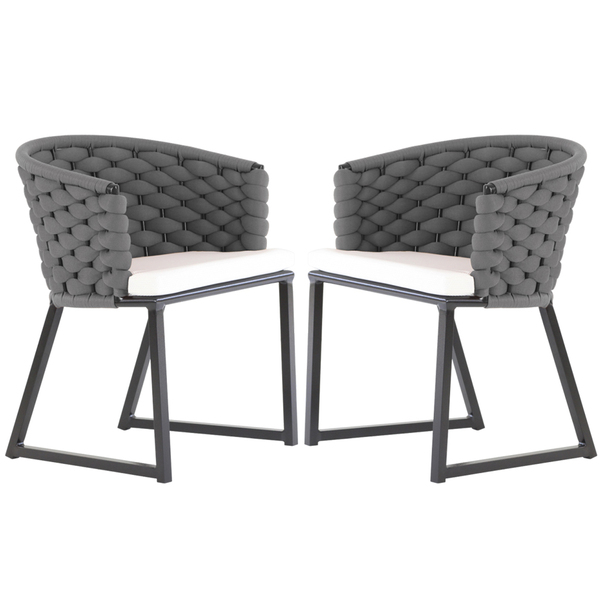 Kit 2 Cadeiras Bali Alumínio Em Tricô Náutico Trama Original