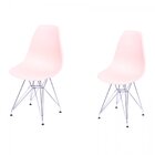 Kit 2 Cadeiras Base Cromada Dkr  Salmão