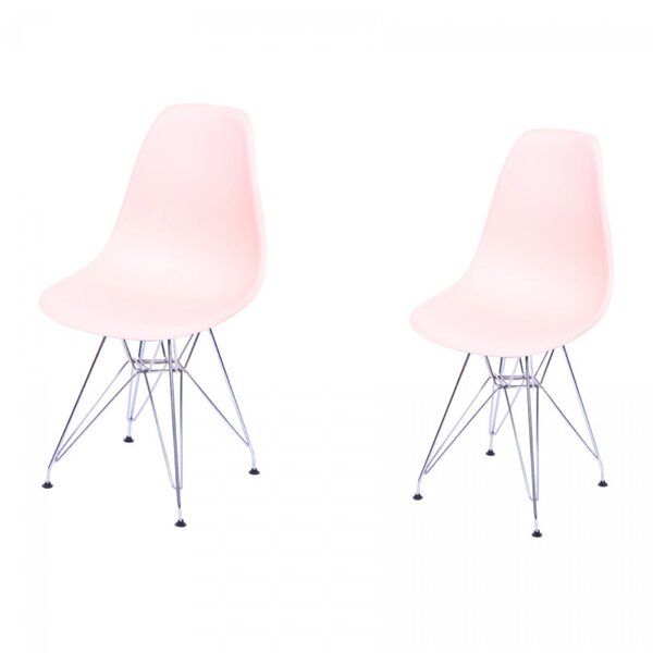 Kit 2 Cadeiras Base Cromada Dkr  Salmão