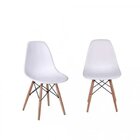 Kit 2 Cadeiras Base Madeira Dkr Eames  Branco