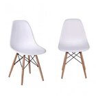 Kit 2 Cadeiras Base Madeira Dkr Eames  Branco