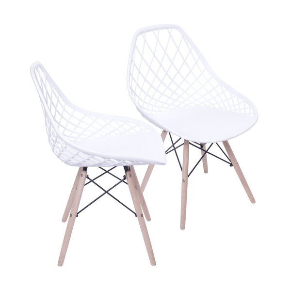 Kit 2 Cadeiras Base Madeira Kaila  Branca