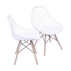 Kit 2 Cadeiras Base Madeira Kaila Branca