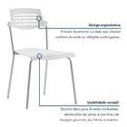 Kit 2 Cadeiras Base Tubular Fixa Clean Prata/branco