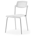 Kit 2 Cadeiras Base Tubular Fixa Clean Prata/branco