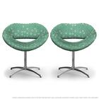 Kit 2 Cadeiras Beijo Colmeia Verde Poltrona Decorativa Com Ba