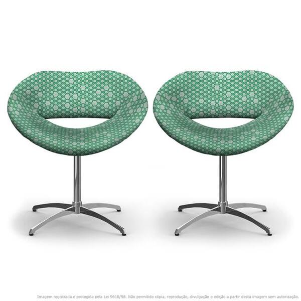 Kit 2 Cadeiras Beijo Colmeia Verde Poltrona Decorativa Com Ba