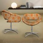 Kit 2 Cadeiras Beijo Floral Laranja E Marrom Poltrona Decorat