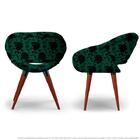 Kit 2 Cadeiras Beijo Floral Preto E Verde Poltrona Decorativa