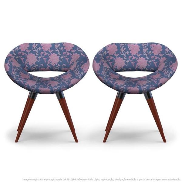 Kit 2 Cadeiras Beijo Floral Rosa E Lilás Poltrona Decorativa