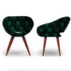 Kit 2 Cadeiras Beijo Floral Verde E Preto Poltrona Decorativa