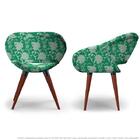 Kit 2 Cadeiras Beijo Floral Verde Poltrona Decorativa Com Bas
